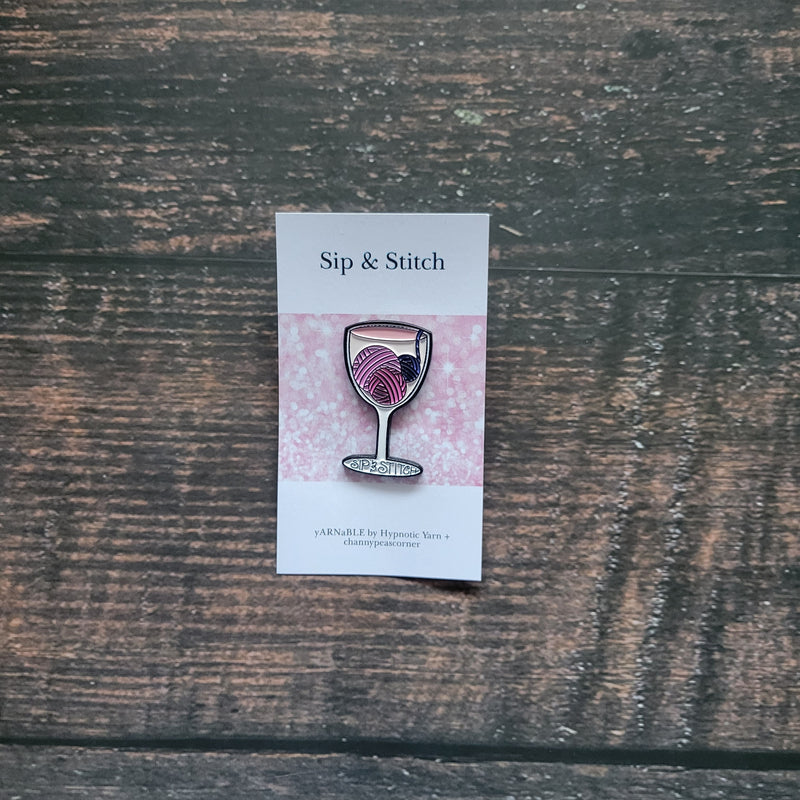 Sip & Stitch Enamel Pin